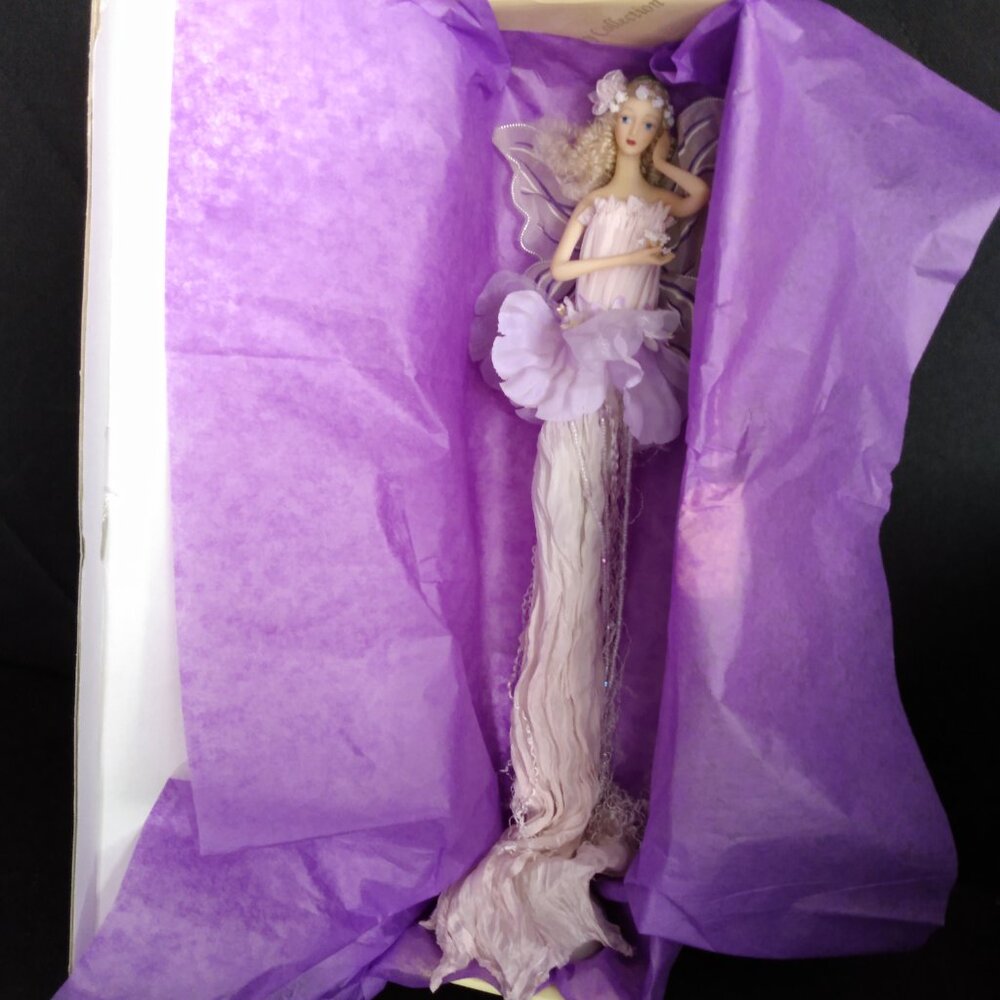 Vintage Porcelain Fairy Doll Purple By The Broadway Collection In Original Box